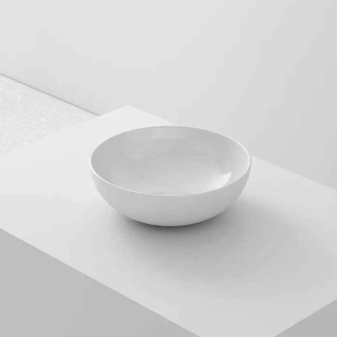 Poalgi Aufsatzwaschbecken BOL32 - 32,5 x 32,5 cm, Mit schmutzabweisender Glasur, Hahnloch: Ohne, Ohne Überlauf, Weiß