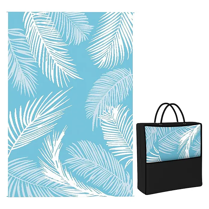 Outsunny Outdoor-Teppich Outdoorteppich mit Tragetasche - Hellblau, Kunststoff