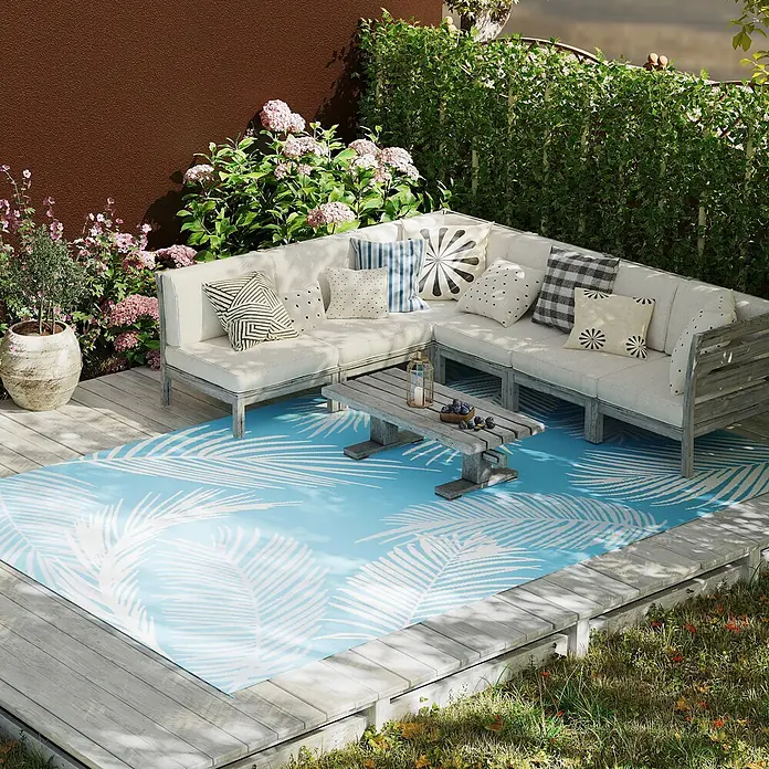 Outsunny Outdoor-Teppich Outdoorteppich mit Tragetasche - Hellblau, Kunststoff
