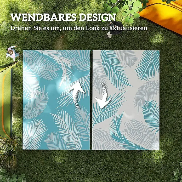 Outsunny Outdoor-Teppich Outdoorteppich mit Tragetasche - Hellblau, Kunststoff