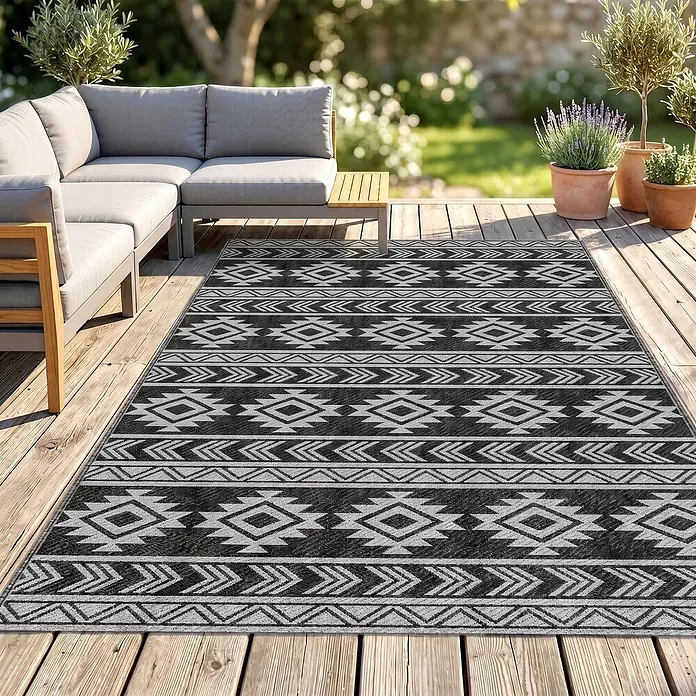 Outsunny Outdoor-Teppich Wendeteppich - Schwarz, PP