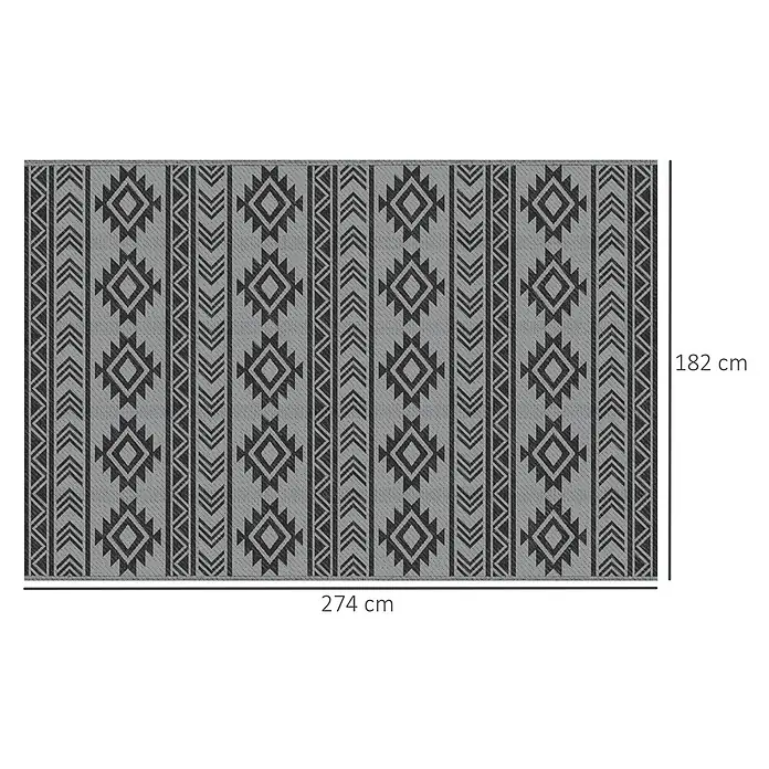Outsunny Outdoor-Teppich Wendeteppich - Schwarz, PP