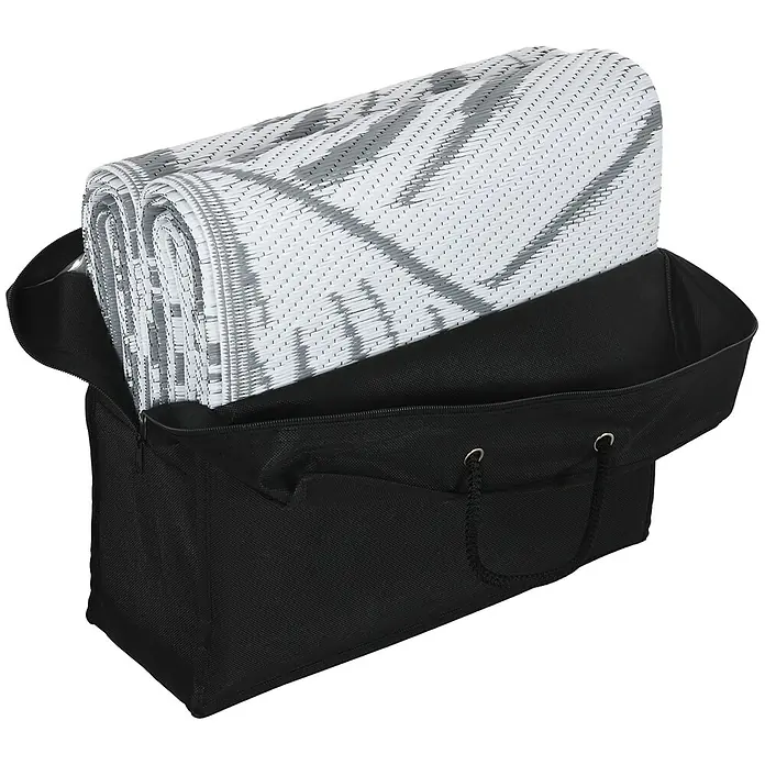 Outsunny Outdoor-Teppich Wendeteppich mit Blattmuster - Grau, Kunststoff