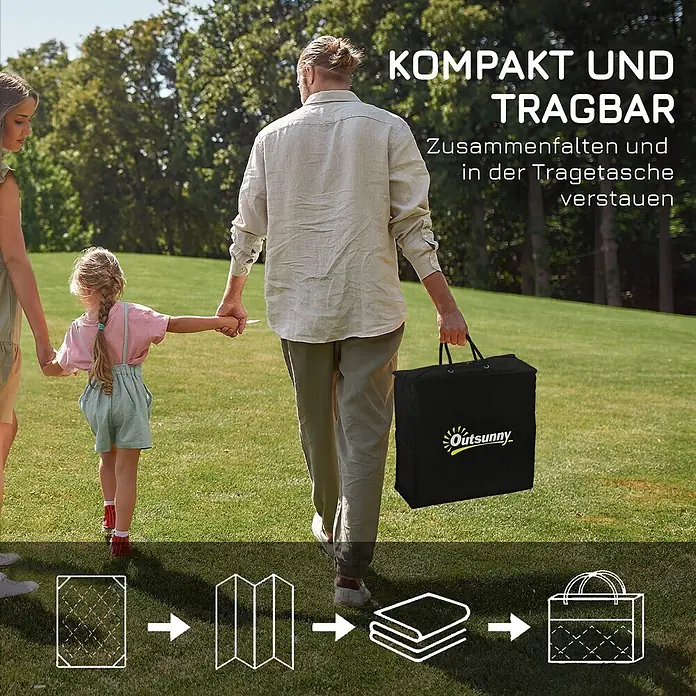 Outsunny Outdoor-Teppich Wendeteppich mit Blattmuster - Grau, Kunststoff