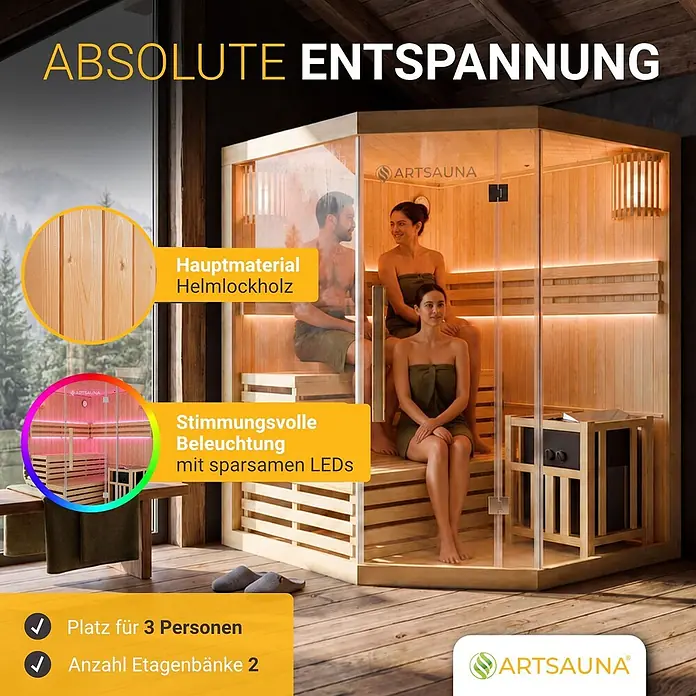 Artsauna Elementsauna Espoo - L x B x H: 150 x 150 x 200 cm