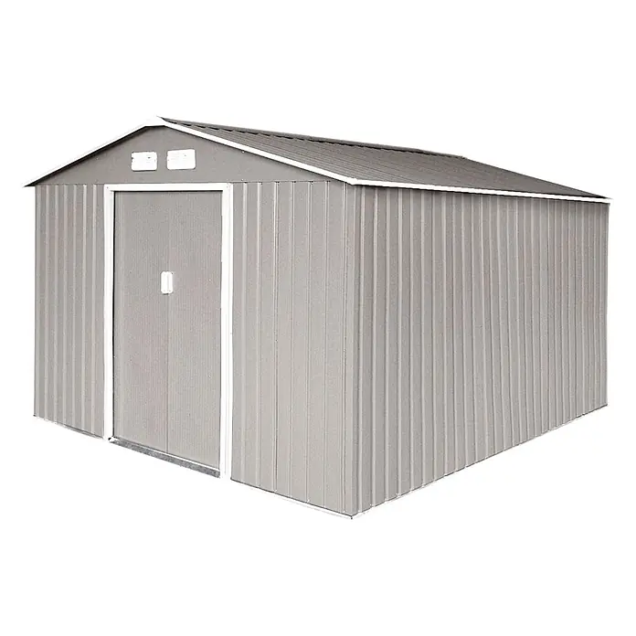 HATTORO Gerätehaus - Außenbreite inkl. Dachüberstand: 277 cm, Außentiefe inkl. Dachüberstand: 319 cm, Stahl, Grau