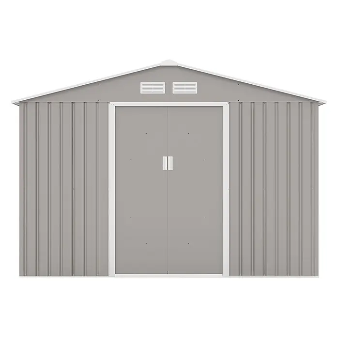 HATTORO Gerätehaus - Außenbreite inkl. Dachüberstand: 277 cm, Außentiefe inkl. Dachüberstand: 319 cm, Stahl, Grau