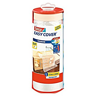 Tesa Easy Cover Premium Abdeckfolie (1,4 x 33 m, Größe: L, Einseitiger Kreppkleberand)