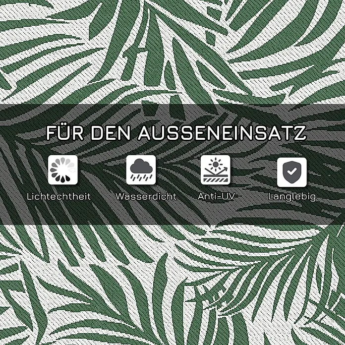 Outsunny Outdoor-Teppich Wendeteppich - Dunkelgrün, Kunststoff