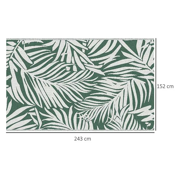 Outsunny Outdoor-Teppich Wendeteppich - Dunkelgrün, Kunststoff