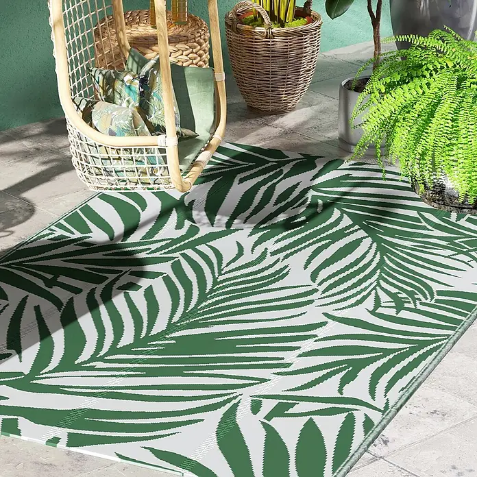 Outsunny Outdoor-Teppich Wendeteppich - Dunkelgrün, Kunststoff