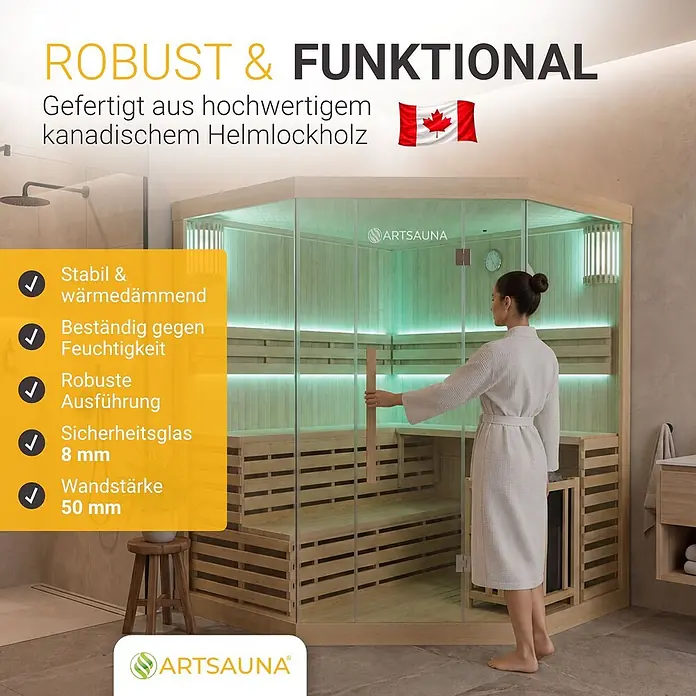 Artsauna Elementsauna Espoo - L x B x H: 200 x 200 x 200 cm
