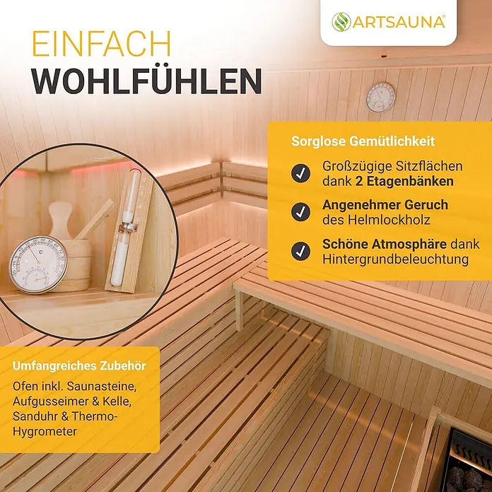 Artsauna Elementsauna Espoo - L x B x H: 200 x 200 x 200 cm