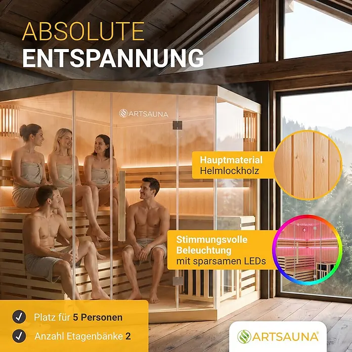 Artsauna Elementsauna Espoo - L x B x H: 200 x 200 x 200 cm