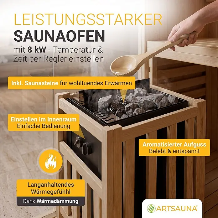 Artsauna Elementsauna Espoo - L x B x H: 200 x 200 x 200 cm