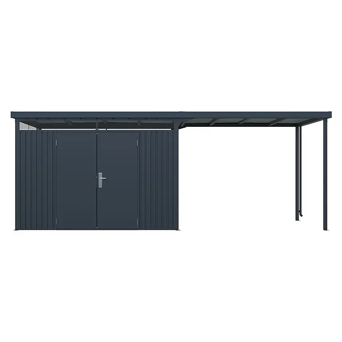 StarLine Metall Gerätehaus Solidum 17,22 m² - Außenbreite inkl. Dachüberstand: 588 cm, Außentiefe inkl. Dachüberstand: 314 cm, Metall, Anthrazit RAL 7016
