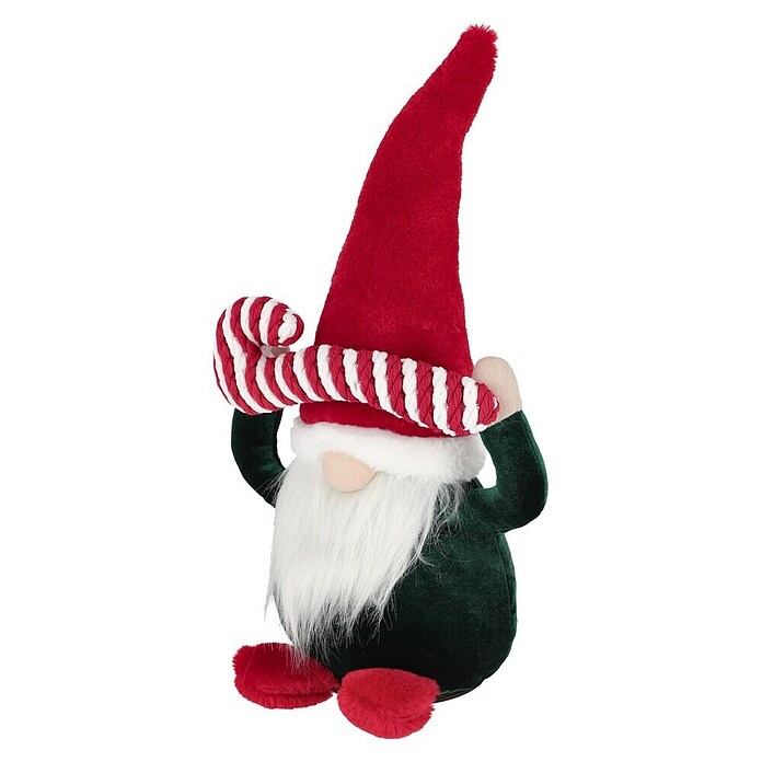 Dekofigur Weihnachtswichtel mit Zuckerstange (L x B x H: 22 x 14 x 41 cm, Polyester) | BAUHAUS