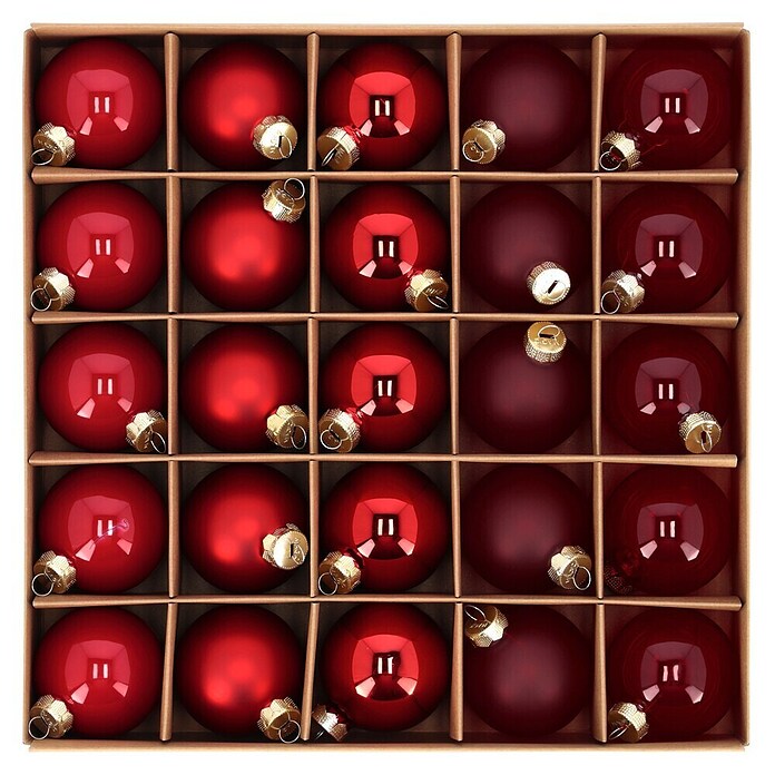 Christbaumkugel-Set Holly & Jolly (Merry Red, Glas, Durchmesser: 6 cm, 25 Stk.) | BAUHAUS