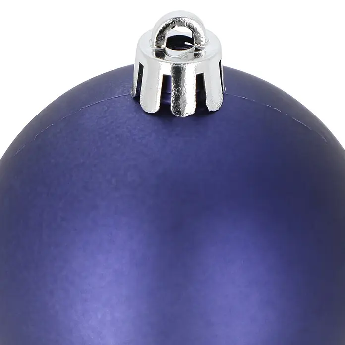 Christbaumkugel-Set - Blau, Violett und Creme, Kunststoff, 30 Stk., 6 cm - Matte dunkelblaue Weihnachtsbaumkugel mit silberner Aufhängung.