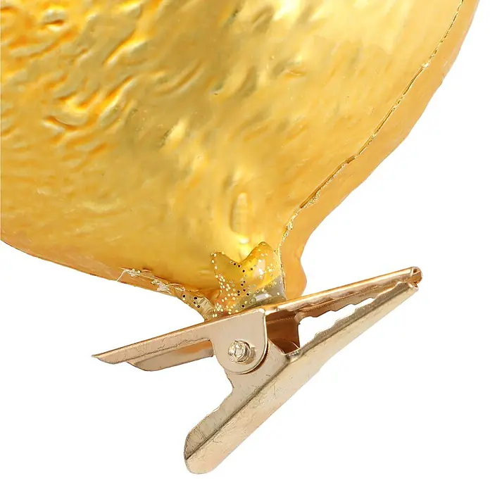 Dekofigur Vögel - Kunststoff - Goldenes, texturiertes Ornament mit einem goldfarbenen Metallclip.