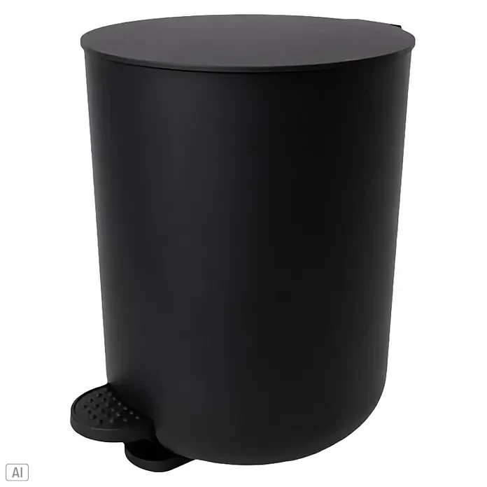 Venus Kosmetikeimer - 4 l, Metall, Schwarz - Mattschwarzer Tretmülleimer mit rundem Deckel.