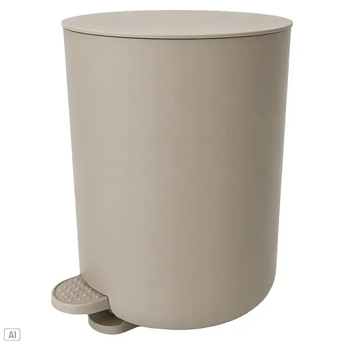 Venus Kosmetikeimer - 4 l, Metall, Beige - Taupe Treteimer mit Deckel.