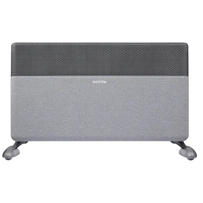 Rointe Convector Iroko - 2.000 W, 12 x 80 x 42 cm, Gris - Calefactor eléctrico gris con parte superior perforada y ruedas.