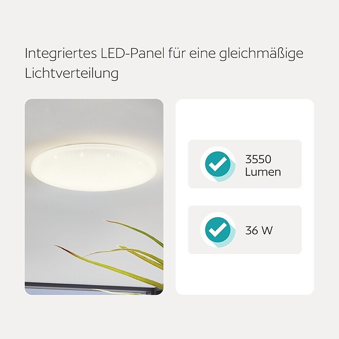 Eglo LED-Deckenleuchte rund Pogliola (36 W, Weiß, Ø x H: 500 x 55 mm)