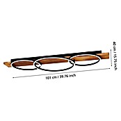 Eglo Boyal LED-Deckenleuchte (37,5 W, 101 x 40 x 9,5 cm, Schwarz/Holz rustikal, Warmweiß, Anzahl Leuchtmittel: 3 Stk.) | BAUHAUS