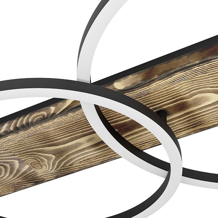 Eglo Boyal LED-Deckenleuchte (37,5 W, 101 x 40 x 9,5 cm, Schwarz/Holz rustikal, Warmweiß, Anzahl Leuchtmittel: 3 Stk.) | BAUHAUS