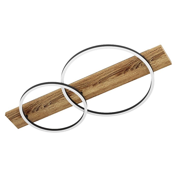 Eglo Boyal LED-Deckenleuchte (24 W, 78 x 40 x 9 cm, Schwarz/Holz rustikal, Warmweiß, Anzahl Leuchtmittel: 2 Stk.) | BAUHAUS