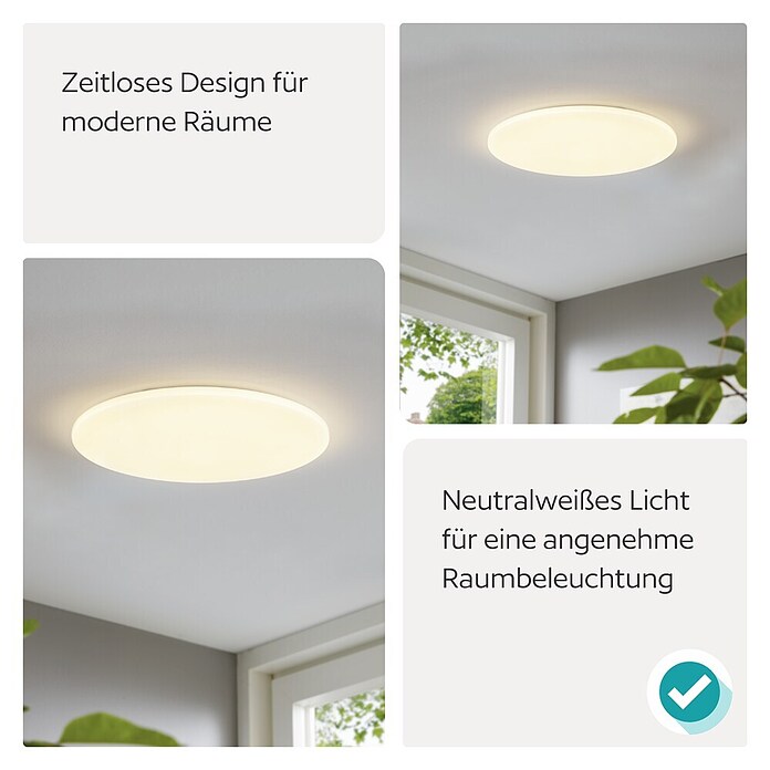 Eglo LED-Deckenleuchte rund Pogliola (36 W, Weiß, Ø x H: 500 x 55 mm)