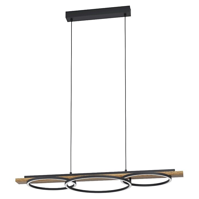 Eglo Boyal LED-Pendelleuchte (40,5 W, L x B x H: 101 x 40 x 110 cm, Schwarz/Braun-rustikal, Warmweiß) | BAUHAUS