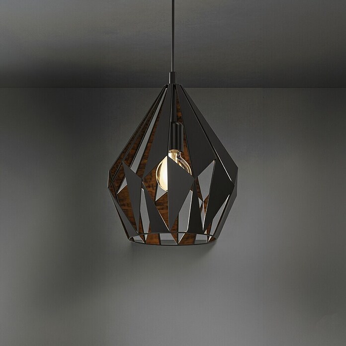 Eglo Pendelleuchte rund (60 W, Schwarz, Ø x H: 38,5 x 110 cm)