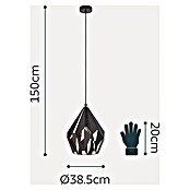 Eglo Pendelleuchte rund (60 W, Schwarz, Ø x H: 38,5 x 110 cm)