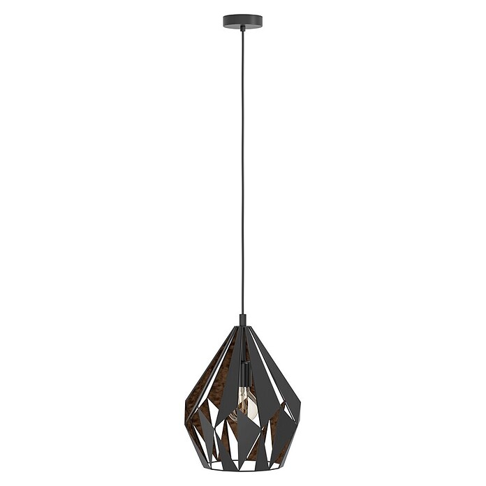 Eglo Pendelleuchte rund Carlton 1 (60 W, Kupfer/Schwarz, Höhe: 110 cm)