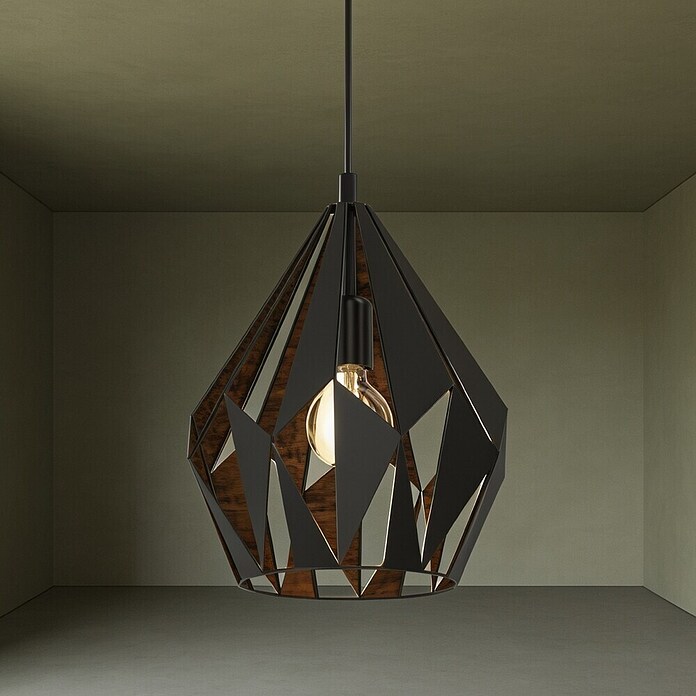 Eglo Pendelleuchte rund Carlton 1 (60 W, Kupfer/Schwarz, Höhe: 110 cm)