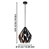 Eglo Pendelleuchte rund Carlton 1 (60 W, Kupfer/Schwarz, Höhe: 110 cm)