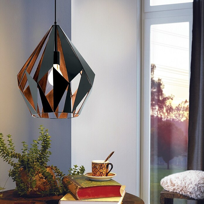 Eglo Pendelleuchte rund (60 W, Schwarz, Ø x H: 38,5 x 110 cm)