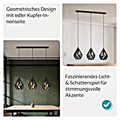 Eglo Pendelleuchte rund (3 x 60 W, Schwarz, Ø x H: 20,5 x 110 cm)