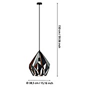 Eglo Pendelleuchte rund (60 W, Schwarz, Ø x H: 38,5 x 110 cm)