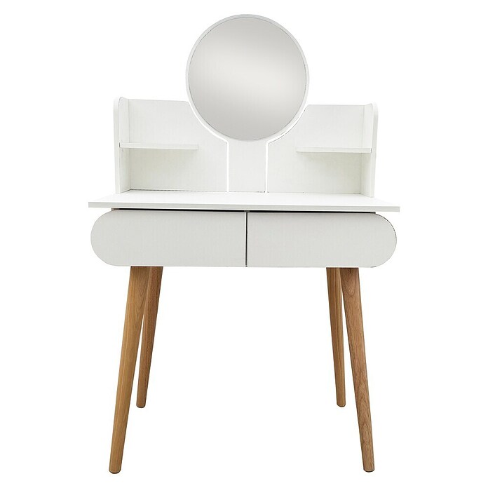 Fulmo Mesa tocador Sofía (L x An x Al: 45 x 131 x 80 cm, Blanco/Madera, Espejo) | BAUHAUS