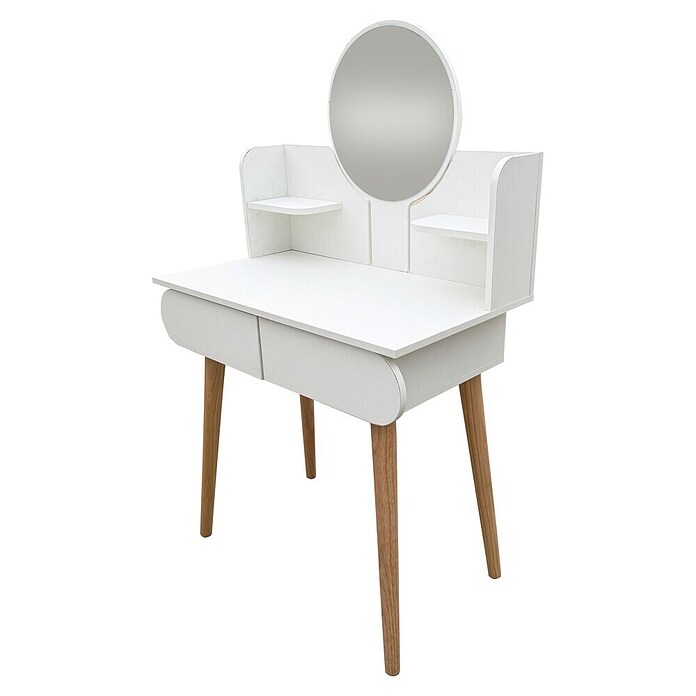 Fulmo Mesa tocador Sofía (L x An x Al: 45 x 131 x 80 cm, Blanco/Madera, Espejo) | BAUHAUS