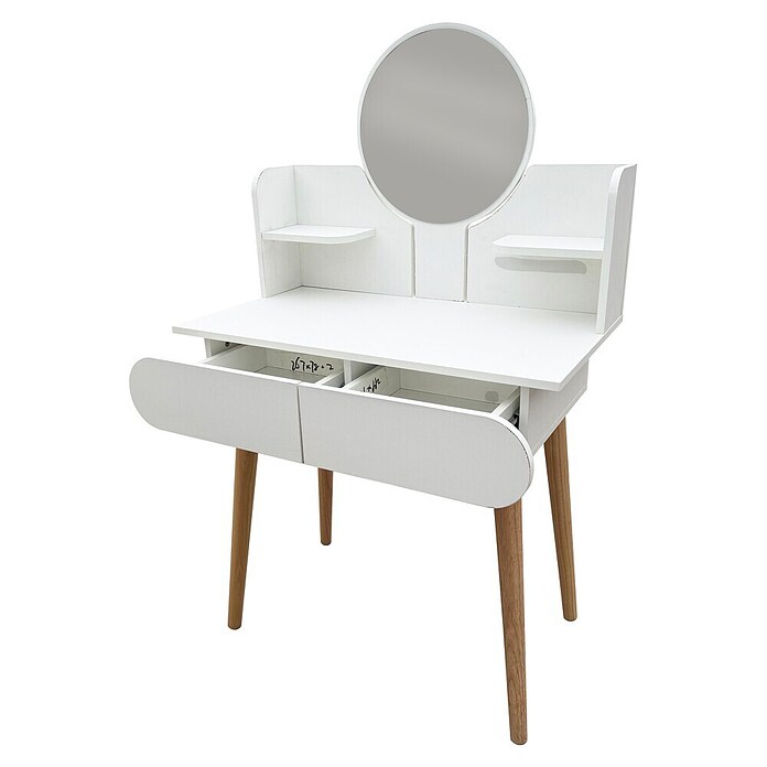 Fulmo Mesa tocador Sofía (L x An x Al: 45 x 131 x 80 cm, Blanco/Madera, Espejo) | BAUHAUS