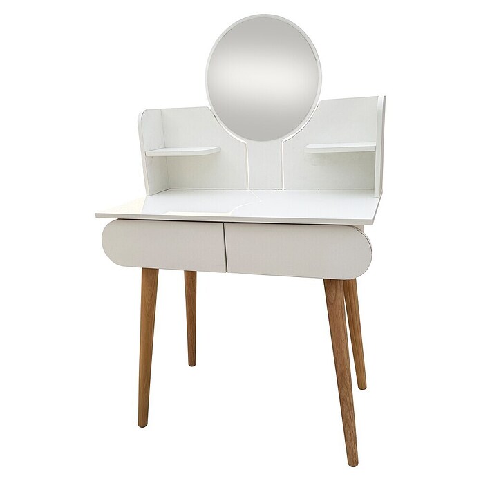 Fulmo Mesa tocador Sofía (L x An x Al: 45 x 131 x 80 cm, Blanco/Madera, Espejo) | BAUHAUS