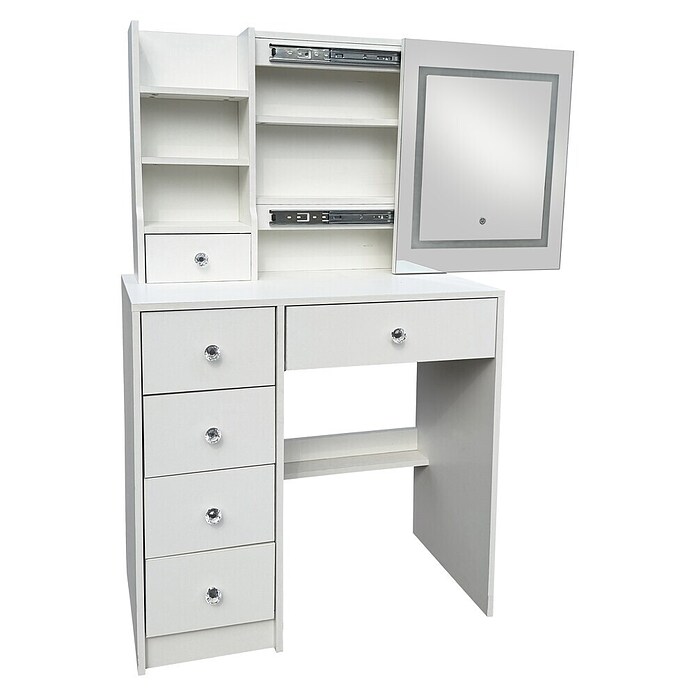 Fulmo Mesa tocador Aurora (L x An x Al: 36 x 131 x 80 cm, Blanco, Iluminación LED) | BAUHAUS
