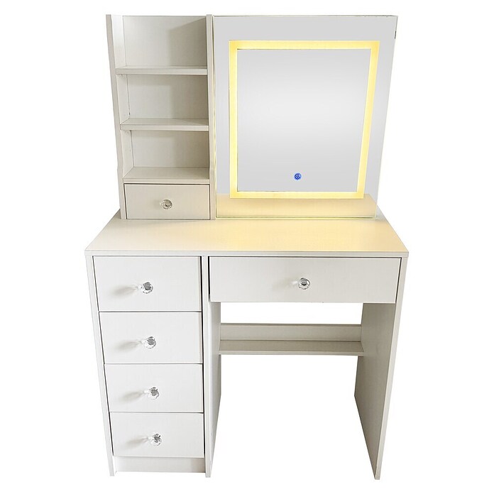 Fulmo Mesa tocador Aurora (L x An x Al: 36 x 131 x 80 cm, Blanco, Iluminación LED) | BAUHAUS