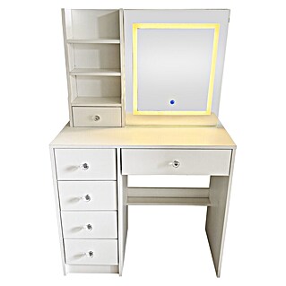 Fulmo Mesa tocador Aurora (L x An x Al: 36 x 131 x 80 cm, Blanco, Iluminación LED)