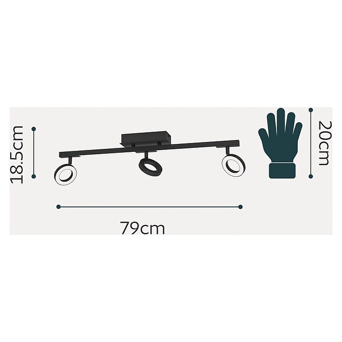 Eglo Cardillio 2 LED-Deckenstrahler CARDILLIO 2 (16,2 W, L x B x H: 38,5 x 8,5 x 17,5 cm, Schwarz, Warmweiß, 5 Stk.) | BAUHAUS