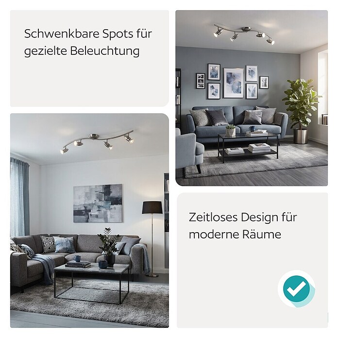 Eglo LED-Deckenstrahler MAGNUM-LED (12 W, Nickel-matt/Chrom, 4 Stk.) | BAUHAUS
